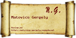 Matovics Gergely névjegykártya
